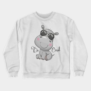 Cute grey hippo with glasses Crewneck Sweatshirt